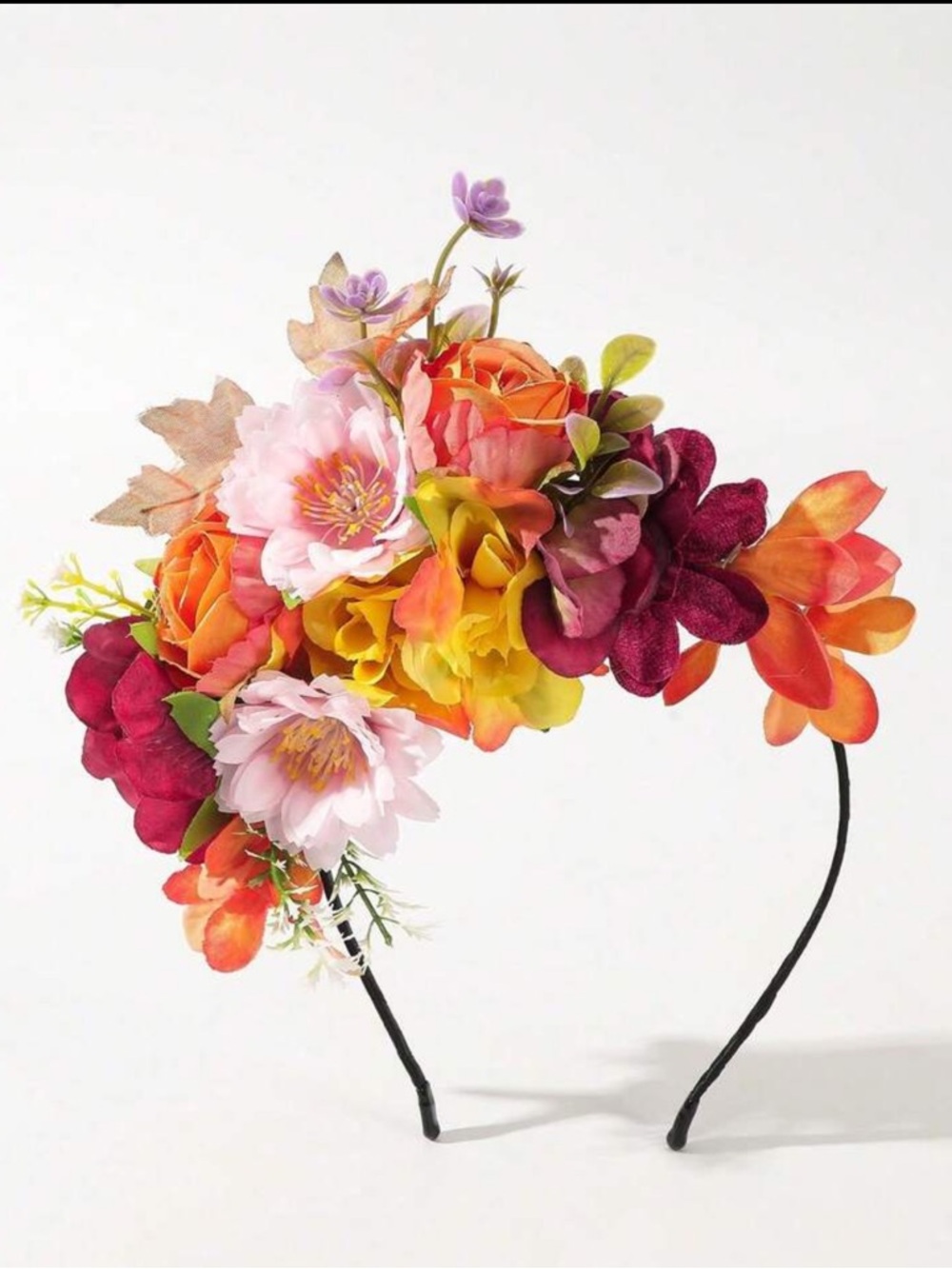 Vibrant Floral Headband in Pink, Orange & Yellow